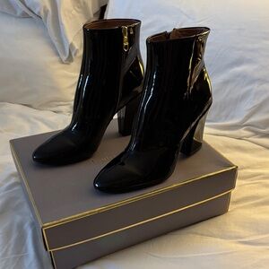 Glossy Black Heeled Boots